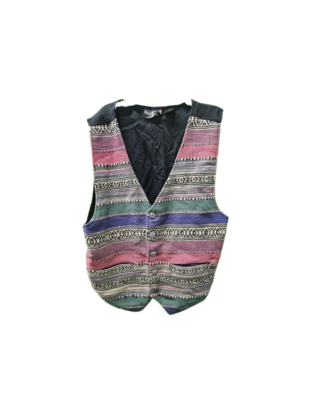 Thumbs Up Vest 1990s Vtg Southwestern Button Down Mens Medium